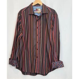 Robert Graham Stripe Shirt 2XL Collectors Novelty Cuff Button Down Cotton